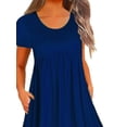 thumbnail image 3 of DYMADE Women Plus Size Pleated Round Neck Short Sleeve Casual Pocket Loose Dress, 3 of 4