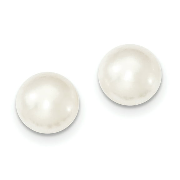 Primal Silver Sterling Silver Rhodium-plated 11-12mm White Freshwater Cultured Button Pearl Stud Earrings