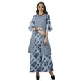 thumbnail image 3 of Moomaya Printed High Low Crop Top Kurti Palazzo Set Ethnic Indian Clothing Set For Womens, 3 of 9