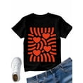 thumbnail image 4 of Women's T-Shirt Red Love Abstract Stripe Minimalist Art Short Sleeve Casual Tee Classic Crew Neck T Shirt for Women Black, XL, 4 of 7