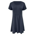 thumbnail image 3 of Tshirt Dress Women Summer Short Sleeve Round Neck A Line Front Pleated Casual Mini Dresses T Shirt Dresses for Women, 3 of 6