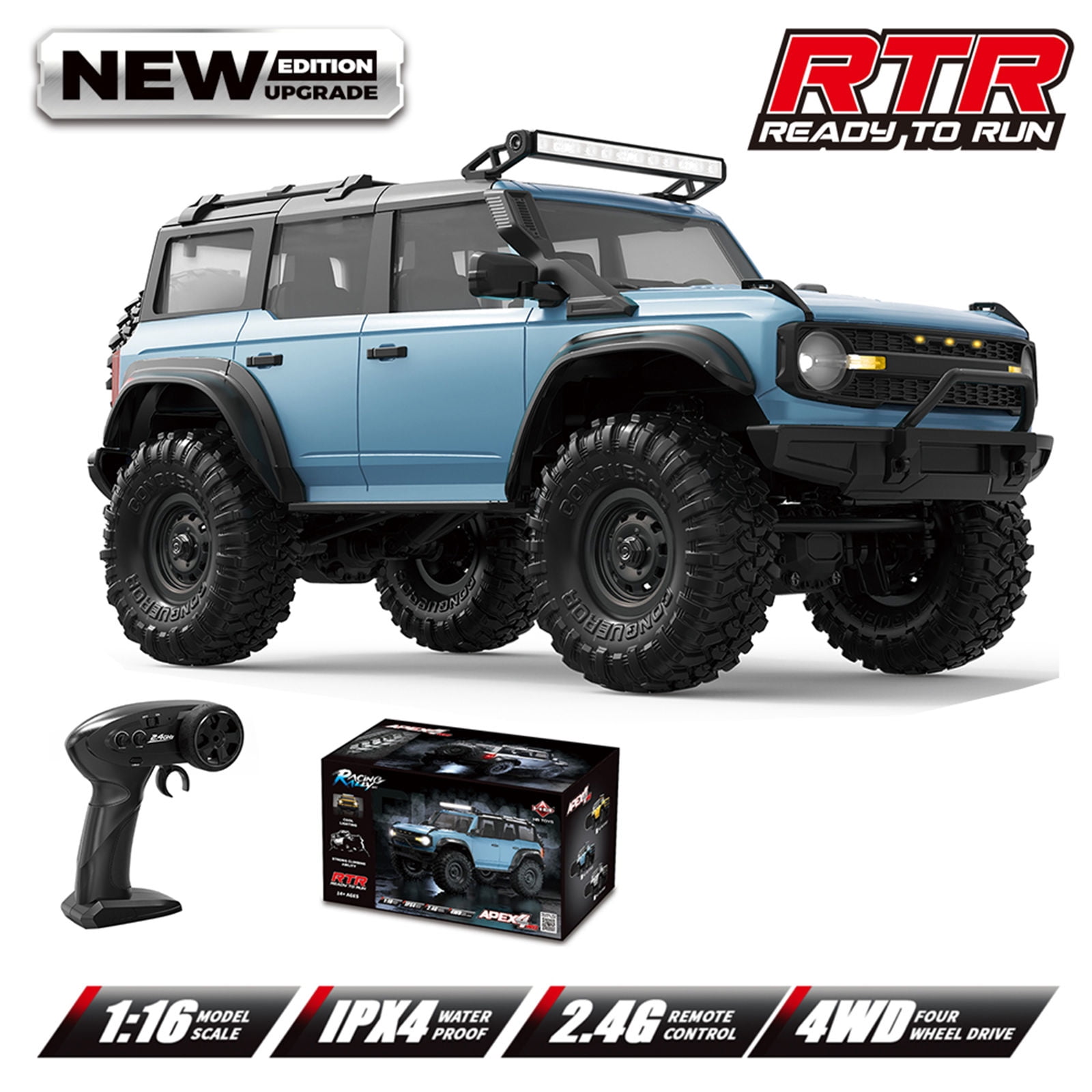 1/16 Remote Control Crawler Car Toy 2.4Gz All Terrain Crawling Car Model Play Vehicle for Adult Outdoor Competiton Game