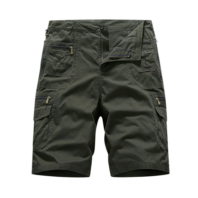 LSLJS Men Casual Fashion Solid Shorts With Multi-pocket Button Zipper Shorts Pants, Mens Shorts Summer Clothes