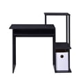 thumbnail image 2 of Home Office Desks, Black Computer Desk with Keyboard Tray and Open Shelving, Black Office Desks,Wood+Metal Computer Desks, Furniture Office Desks & Work Surfaces, 2 of 4