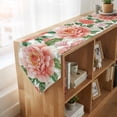 thumbnail image 4 of Pink Peony Blossom Table Runner Linen Burlap Table Runner 72 Inches Long Spring Botanical Floral Watercolor Dresser Scarves for Kitchen Island Coffee Dining Party Wedding Holiday Decor 14"x72", 4 of 8