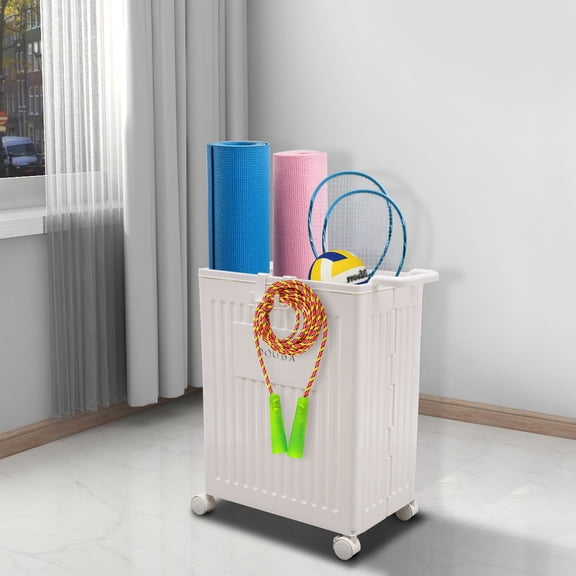 White Storage Box with Lid Universal Wheels Collapsible Storage Organizer