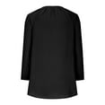 thumbnail image 5 of Womens Long Sleeve Shirts Linen Button down Notch V Neck Causal Plus Size Tops for Women Solid Color Shirt Blouse (X-Large, Black), 5 of 6