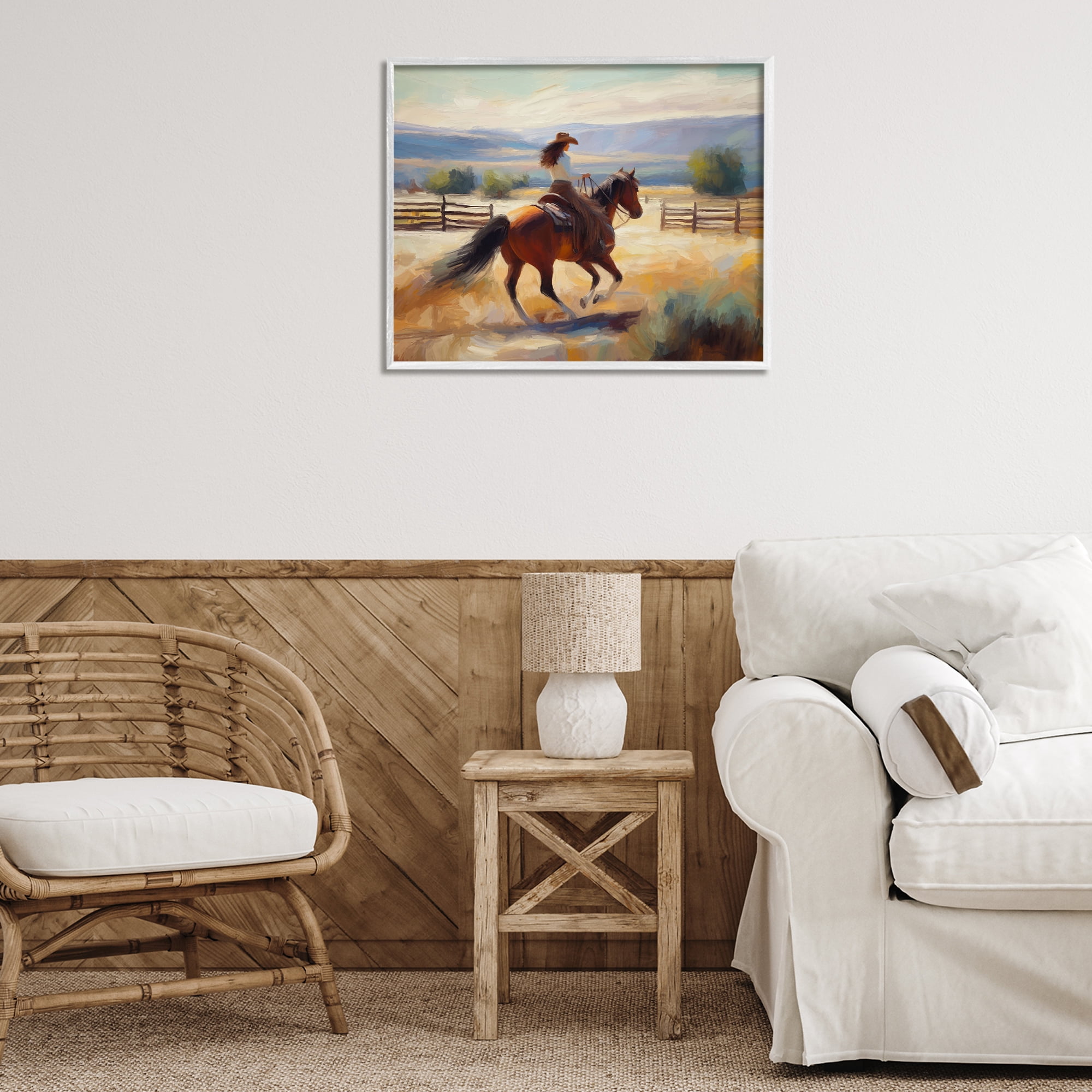 Stupell Industries Ride Like The Wind Landscape Painting White Framed Art Print Wall Art, 30 x 24
