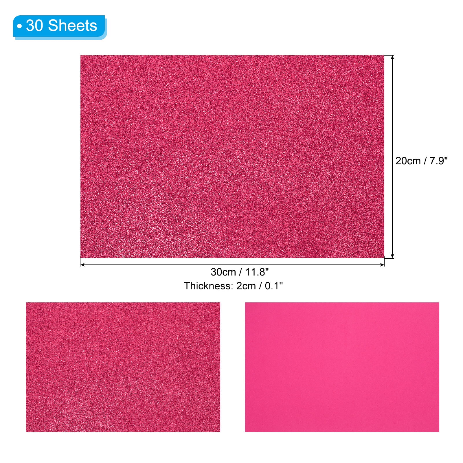Uxcell Wine Red Shiny EVA Glitter Foam Sheet 11.8 x 7.9 Inch 2mm Thick with Back Adhesive Sparkle EVA Glitter Felt for Crafts DIY Project, 30 Pcs