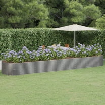 vidaXL Garden Raised Bed Gray 144.5"x55.1"x26.8" Powder-coated Steel