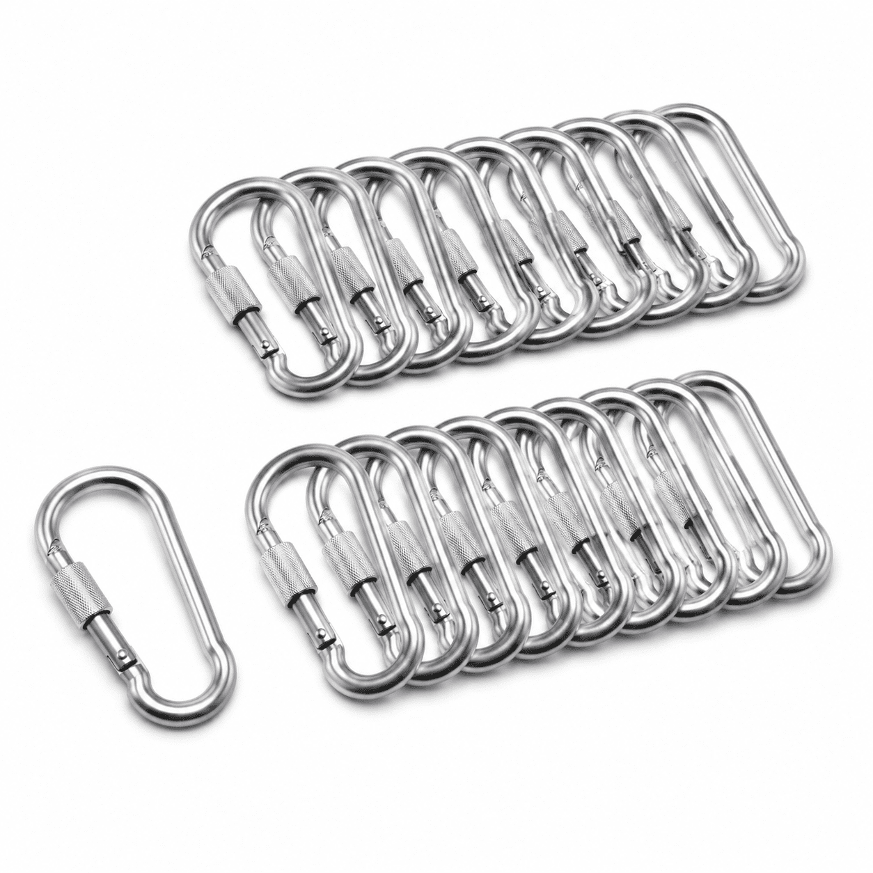 3.15 20 Pack Locking Carabiner Heavy Duty 304 Stainless Steel