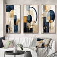 thumbnail image 1 of Designart "Navy Blue Organic Minimal Geometry II" Modern Geometric Framed Wall Art Set Of 3 - Yellow Abstract Frame Gallery Wall Set For Home Decor, 1 of 6