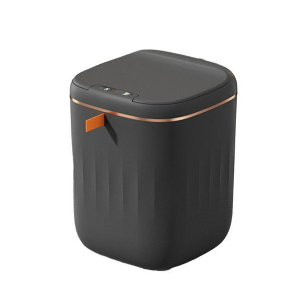 Contenedor de basura eléctrico sin contacto, portátil, con tapa, automático 20L oro negro