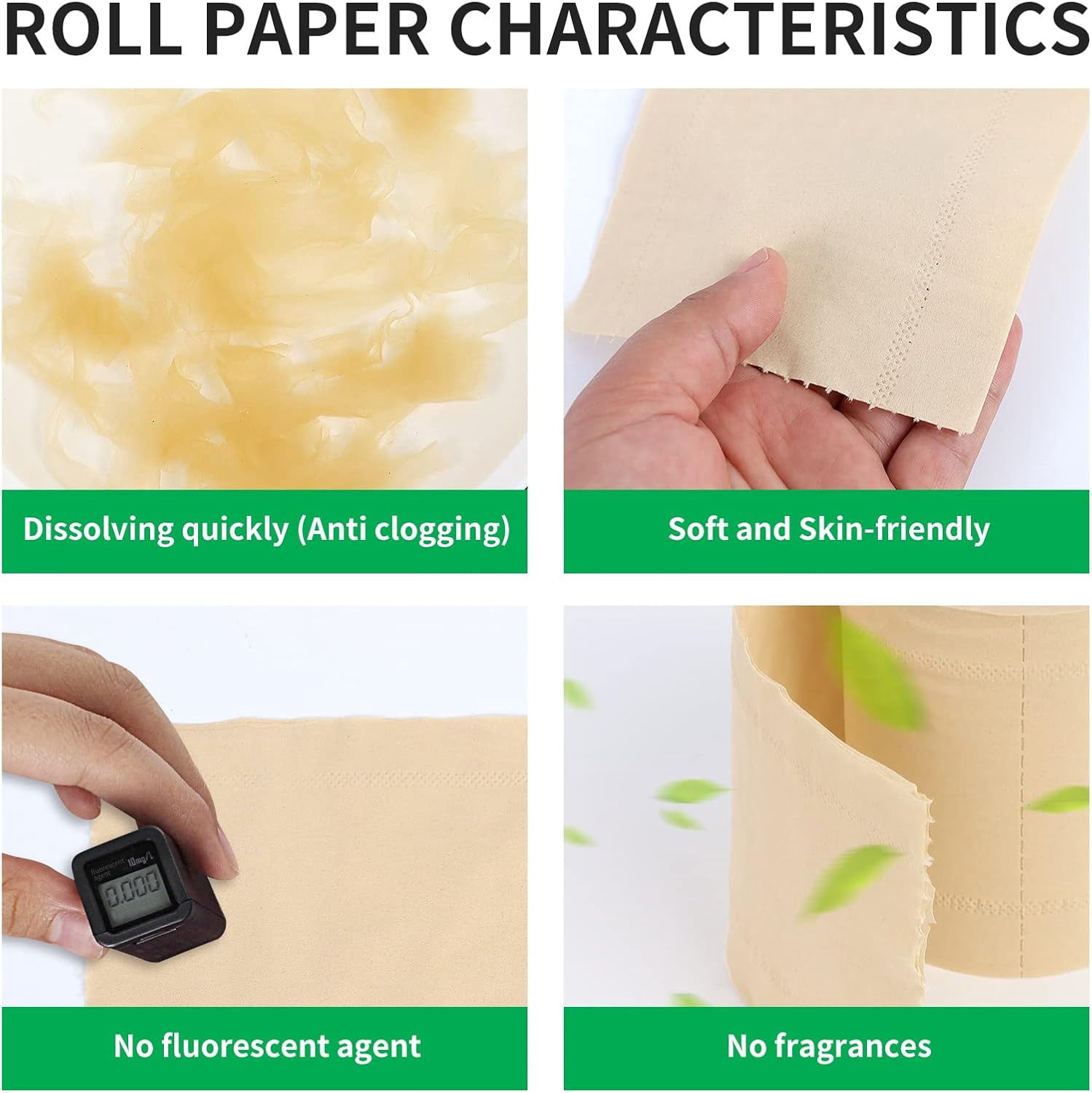 Bamboo Toilet Paper, 4-Ply, 18 Rolls, 200 Sheets Per Roll, Total 3600 Sheets, Unbleached, Sustainable and Tree Free, Soft, Strong, Earth-Friendly