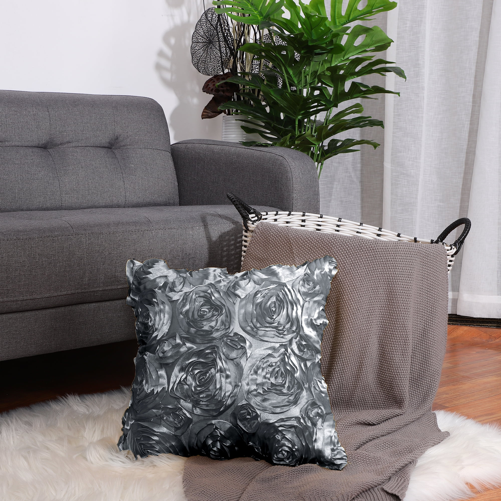 Large Sofa Covers For 3 Cushion 3d Image 3d satin flower throw pillow cover shells floral Large Sofa Covers For 3 Cushion 3d Image 3d satin flower throw pillow cover shells floral
