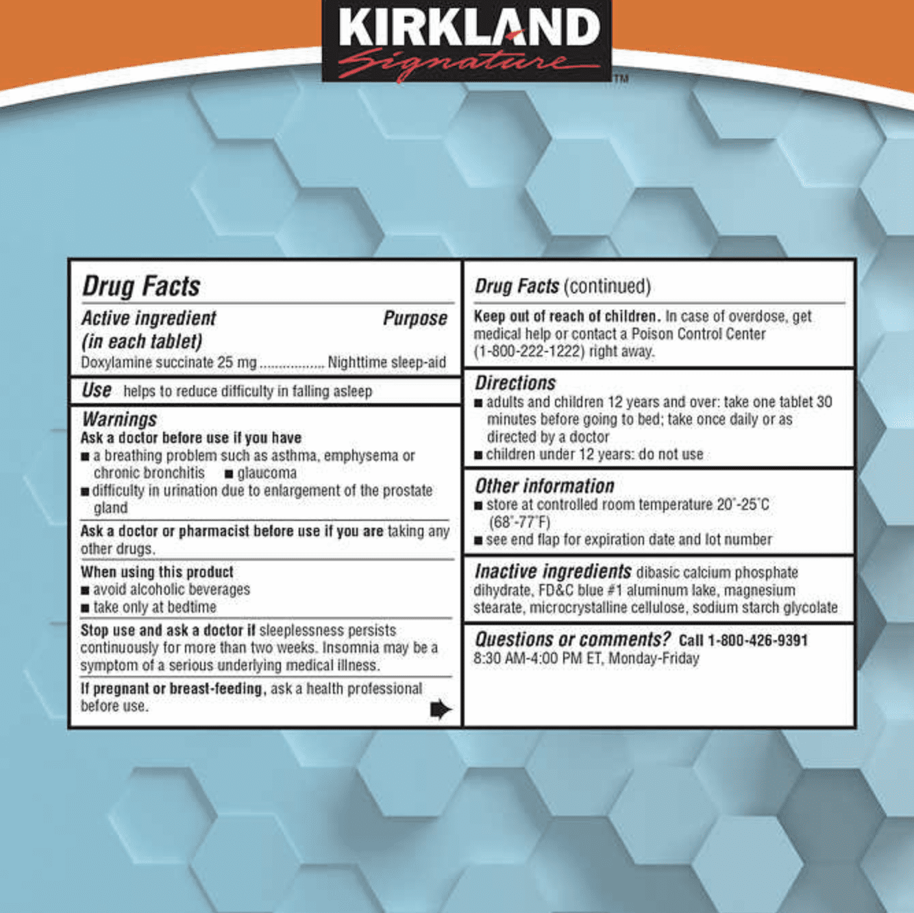Kirkland Signature Sleep Aid 96 Tablets - 5 Pack - Walmart.com