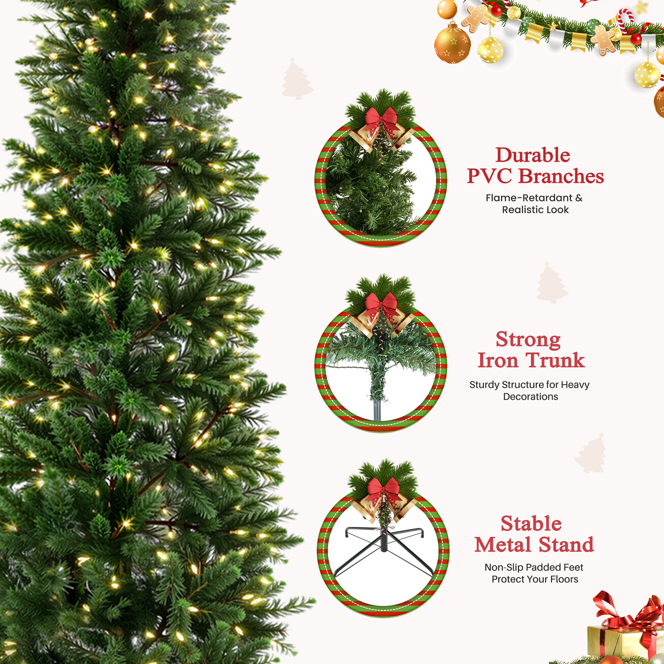 edx 4.5' Pre-Lit Pencil Christmas Tree 120 LED Green photo 2