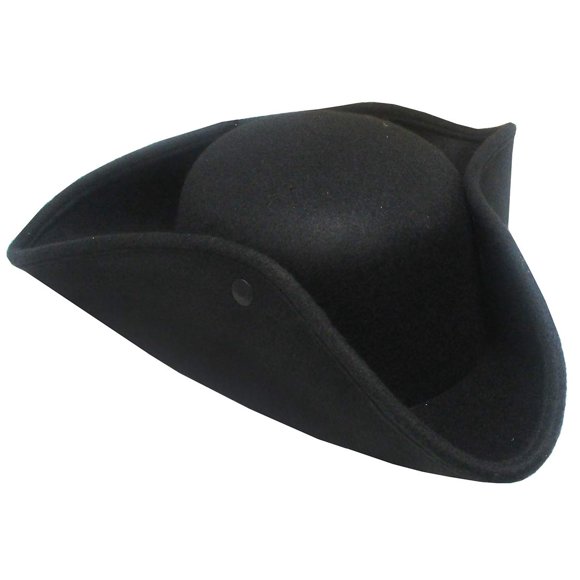 Sombrero Nicky Bigs Novelties Tricorn Colonial de fieltro negro para adultos
