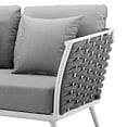 thumbnail image 4 of Contemporary Modern Urban Designer Outdoor Patio Balcony Garden Furniture Lounge Loveseat Sofa, Aluminum Fabric, White Grey Gray, 4 of 5