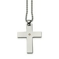 thumbnail image 1 of Stainless Steel 14k Accent with 2 pt. Diamond Cross Necklace 22in, 1 of 3