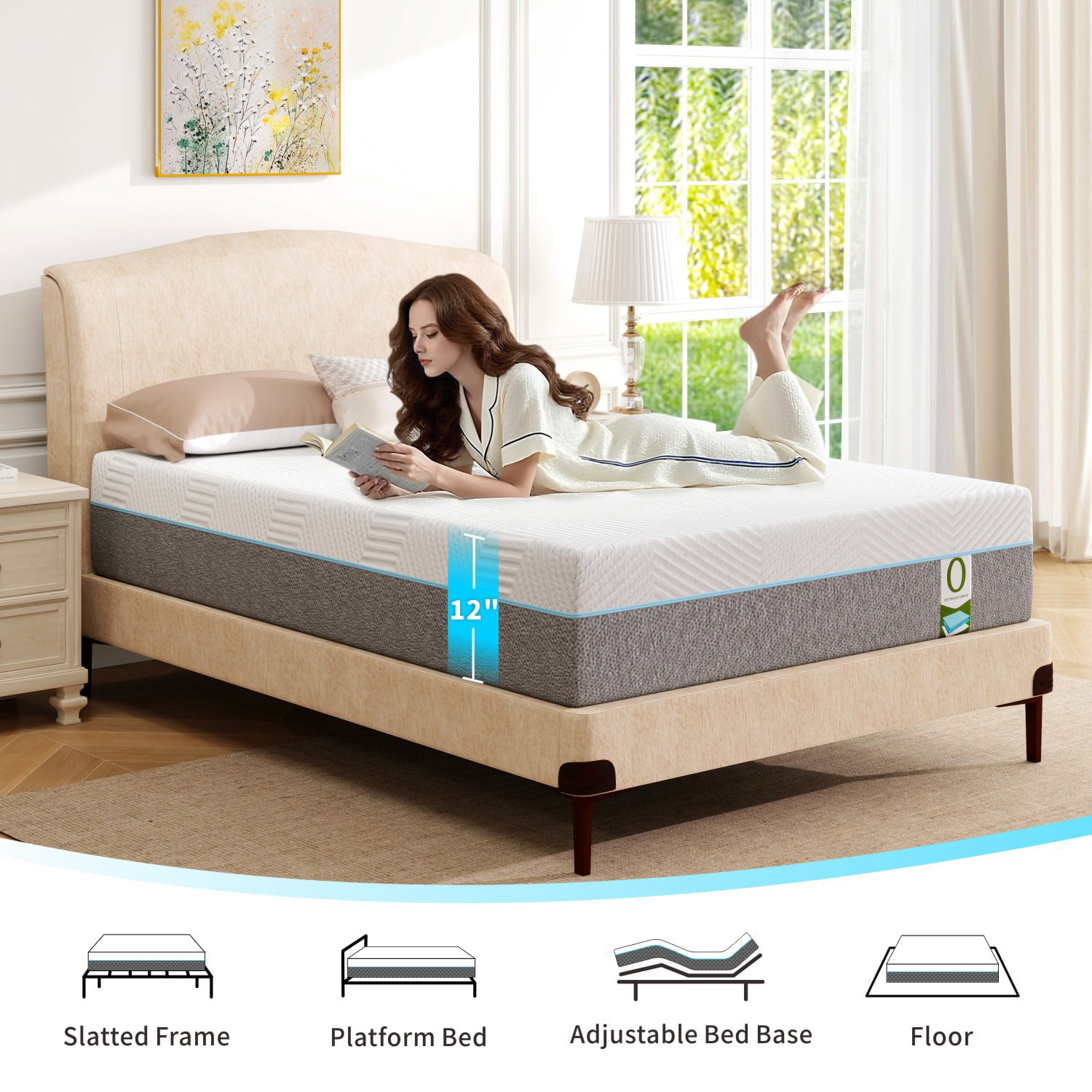 12 inch Full Gel Memory Foam Mattress, Medium Firm Mattress for Cool Sleep & Back Pain Relief, CertiPUR-US Certified