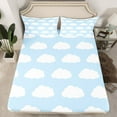 thumbnail image 2 of Homewish Cartoon Cloud Full Size Sheets 4-Piece for Preppy Child Kids,Blue White Breathable Bed Sheets,Dreamy Princess Lightweight Sheet Sets,Luxury Bedroom Decor, 2 of 7
