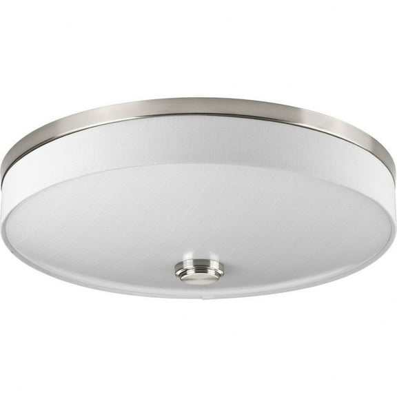 Progress Lighting, Weaver Collection, 2-Light Flush Mount, Brushed Nickel, Linen Drum Shade