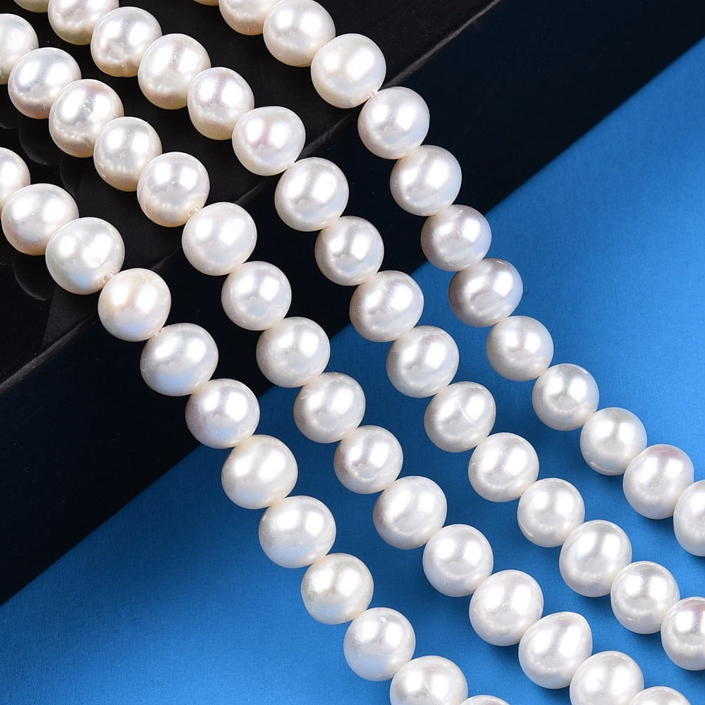 Natural Cultured Freshwater Pearl Beads Strands Round Creamy White 5.5~7mm Hole: 0.5mm about 60~69pcs/strand 14.65 inch~15.63 inch(37.2~39.7cm) DIY