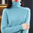 thumbnail image 1 of Suéter de lana para mujer, suéter de cuello alto de otoño e invierno, suéter suelto sin costuras, suéter de cachemira, 1 of 6