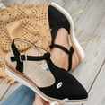 thumbnail image 5 of IUJSOY Espadrilles for Women Suede Pointed Closed Toe Wedge Sandals T-Strap Slingback Heels, 5 of 8