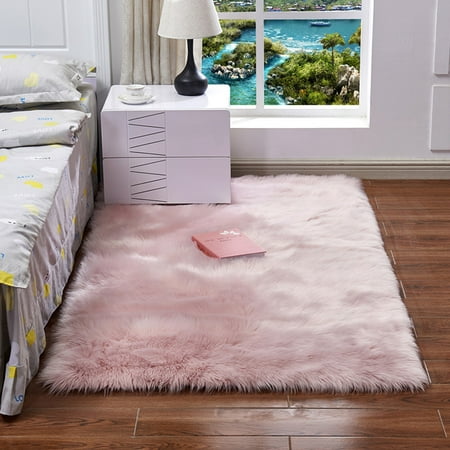 Ultra Soft Fluffy Rugs Rectangle Shape Faux Sheepskin Wool Carpet Rug for Living Room Bedroom Balcony Floor Mats, Many Colors and (Best Carpet For Family Room With Pets)