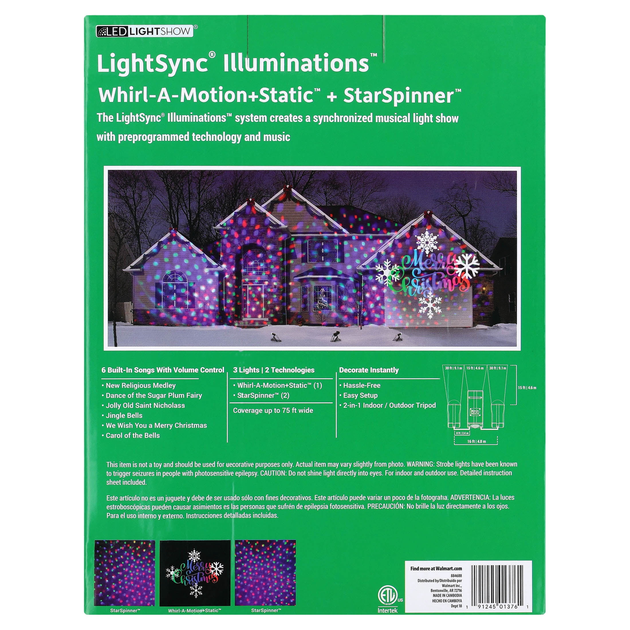 Light Sync Music Multicolored Holiday Lighting Projector Light Decorative Show with Star Spinner and Movement Features