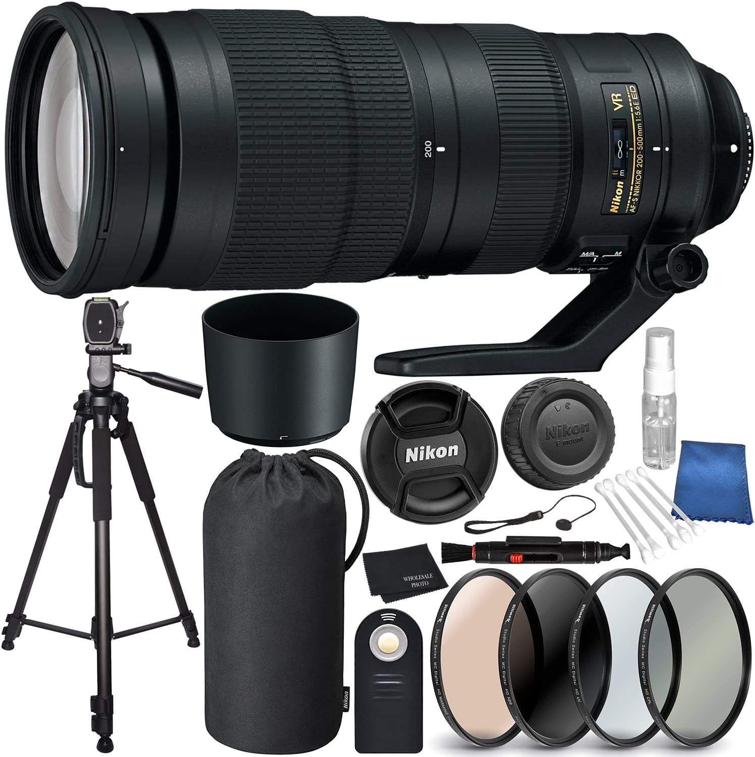 Nikon AFS NIKKOR 200500mm f/5.6E ED VR Lens Bundle for Nikon DSLR
