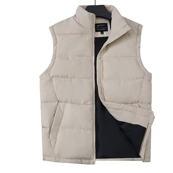 Warm Winter Puffer Vest for Women Sleeveless Lightweight Stand Collar Coat Zip Up Fashion Down Jacket Baggy Outwear with Pocket
