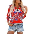 thumbnail image 2 of CYMMPU Women's Summer Fall Tunic Tops Casual Business Work Blouses Basic Tees Shirts Floral Printed Flowy Blouse 3/4 Length Sleeve V-Neck 2025 Clothes Red XXXL, 2 of 8