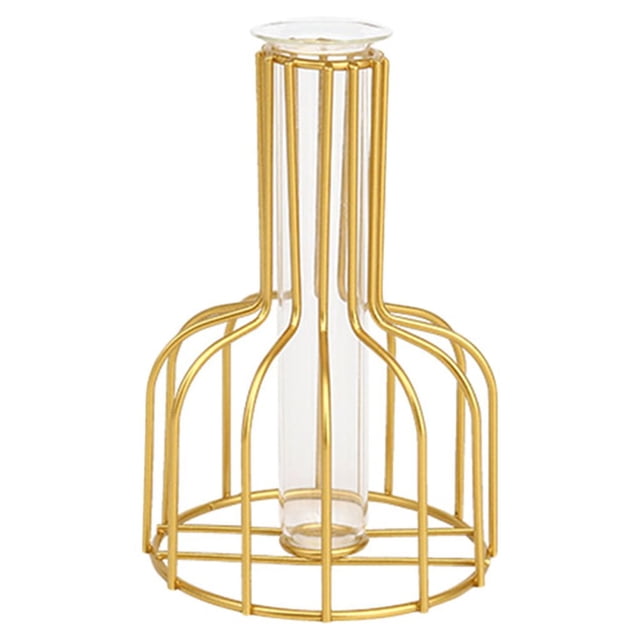 MasteelfCA Transparent Modern Gold Plated Flower Plant Container Creative Terrarium Ceometric Shape Flowerpot for Room Home Wedding Decor(Gold)