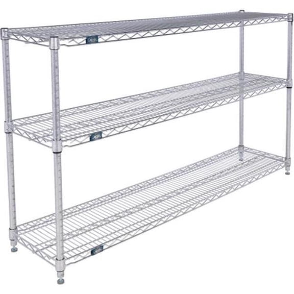 Global Industrial 18603C3 Nexel 3 Shelf Chrome Wire Shelving Unit Starter, Chrome - 60 x 18 x 34 in.