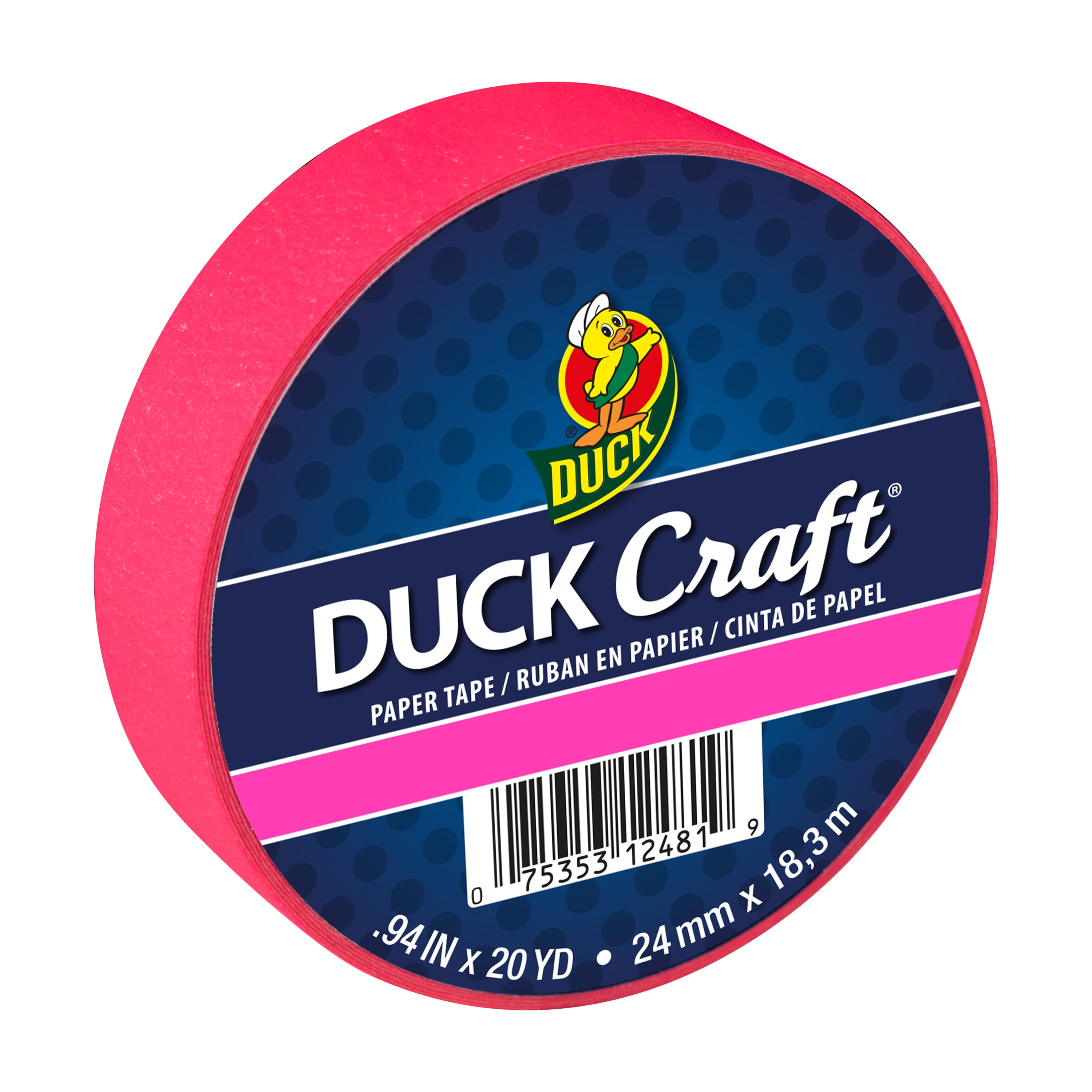 (3 pack) Duck Craft Paper Tapes - Neon Pink, 20 Yards