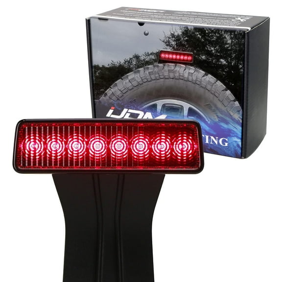 Super Red LED 3rd Brake Light with F1 Strobe Feature For Jeep 2007-2017 Wrangler JK, Black Housing High Mount Third Brakelamp Assembly Powered by 8 Red LED Emitters