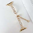 thumbnail image 3 of Diamond Chain Watch Band Compatible for Apple Watch Bands 42mm 44mm 45mm 46mm 49mm, Dressy Slim Metal Strap with Rhinestone for iWatch Band Ultra 2/1 Series 10 9 8 7 6 5 4 SE 3 2 1, Gold, 3 of 6