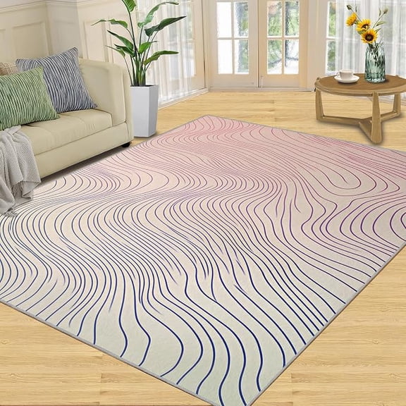 Stripes Rugs for Living Room, Abstract Rugs for Bedroom, Minimalism Area Rug, Indoor Carpet, Non Slip & Low-Pile, Washable Rug & Home Decor 2 x 3ft