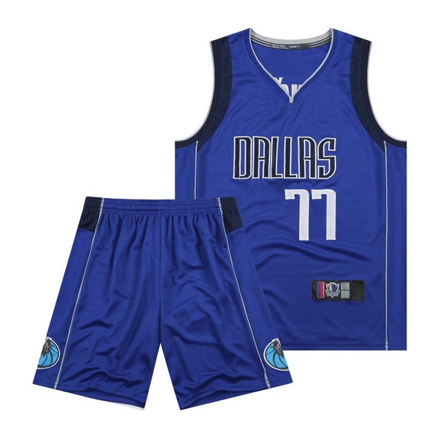 Lone Ranger Team 77 Donchic Embroidered Jersey Blue White Basketball Jersey Vest Sports Suit for Men