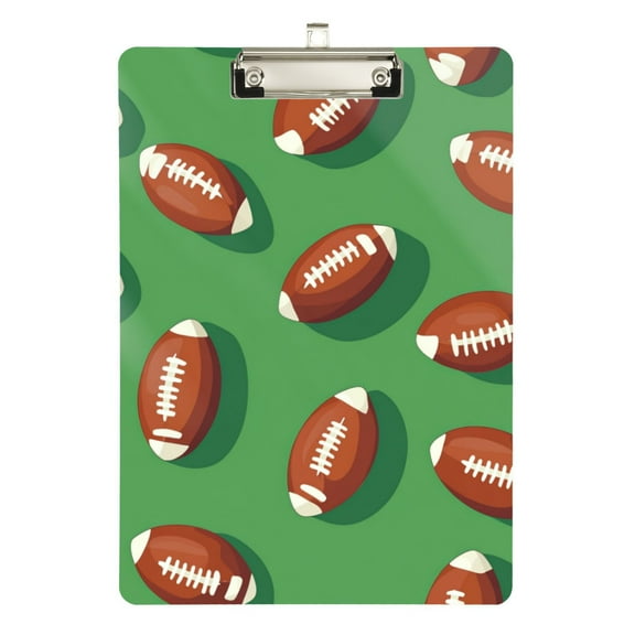 FORMRS Acrylic Clipboard with Low Profile Clip Standard A4 Letter Size, 12.5" x 9", American Footballs