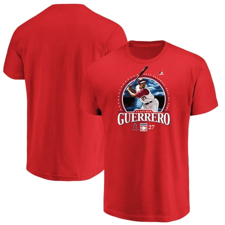 - Vladimir Guerrero Los Angeles Angels Majestic 2018 Hall of Fame Photo T-Shirt - Red