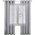 thumbnail image 1 of Juego de 2 cortinas de gasa gris de 150 x 250 cm de ancho x alto con efecto lino - Cortinas con ojales para decoración de dormitorio, semitransparentes para sala de estar, cocina, 1 of 4