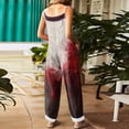 thumbnail image 4 of WTOBBY Women's Retro Suspender Jumpsuit Pants with Halloween Print, Casual Loose Fit in Cotton Linen Blend, Comfortable and Stylish for Everyday Wear,WineXL, 4 of 5