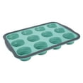 thumbnail image 2 of 12-Cup Food Grade Silicone Muffin Pan, Non-Stick Cupcake Baking Tin with Reinforced Steel Frame, Oven-Safe up to 450°F, Easy-Clean Handles(Mint Green), 2 of 3