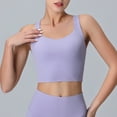 thumbnail image 4 of Ropa interior deportiva para mujer, camiseta de entrenamiento con almohadillas cruzadas en la espalda, top color piel de sujeción media para mujer, violeta claro, 4 of 6