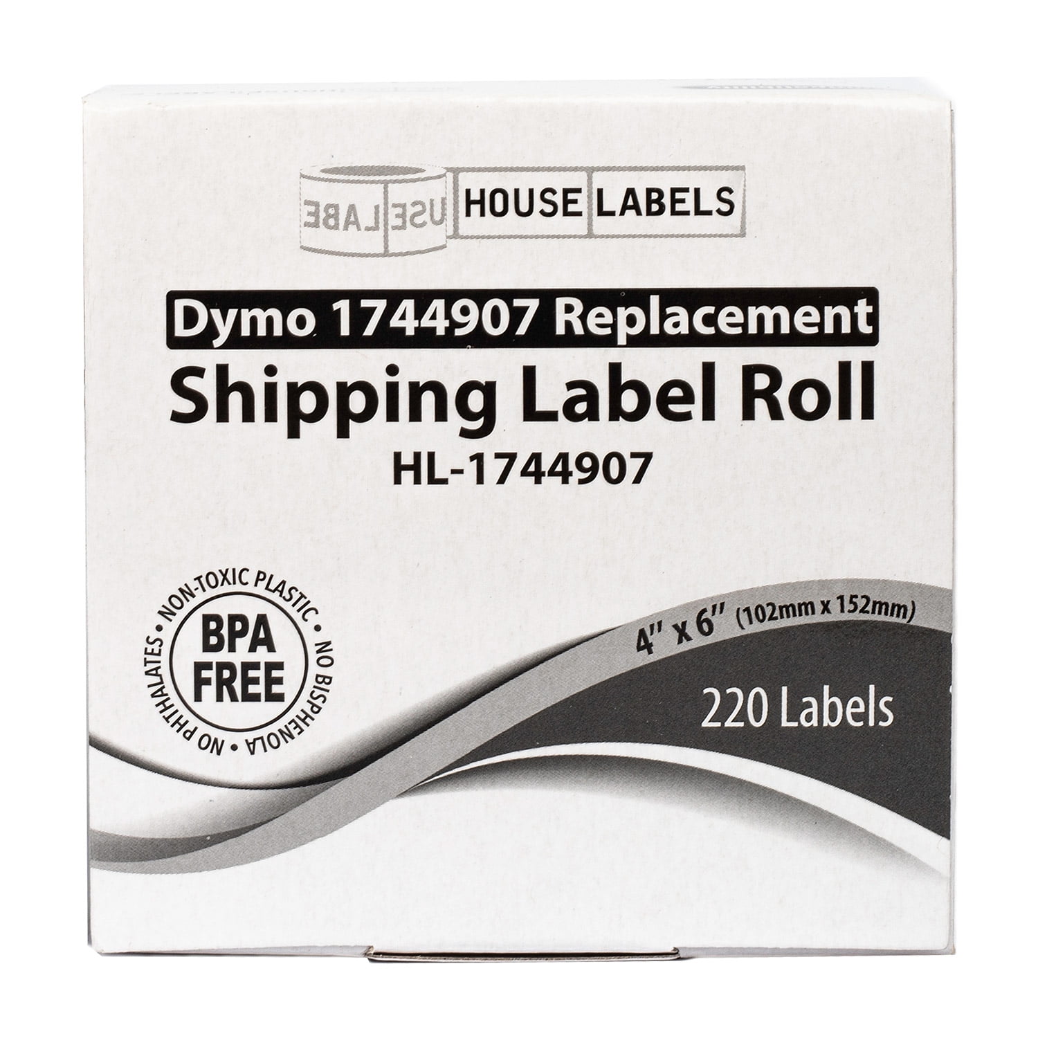 HOUSELABELS Compatible DYMO 4XL Labels — 4" X 6" Shipping Labels, 5 Rolls (1100 Labels), Strong Adhesive, Works With Rollo & Zebra