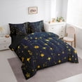 thumbnail image 3 of jejeloiu Bohemian Style 7pcs Bedding Comforter Set,Boho Stras Print Queen Bedding Sets,Deepblue Gold Queen Sheet Sets For Men Women,Breathable Home Decor Reversible, 3 of 8